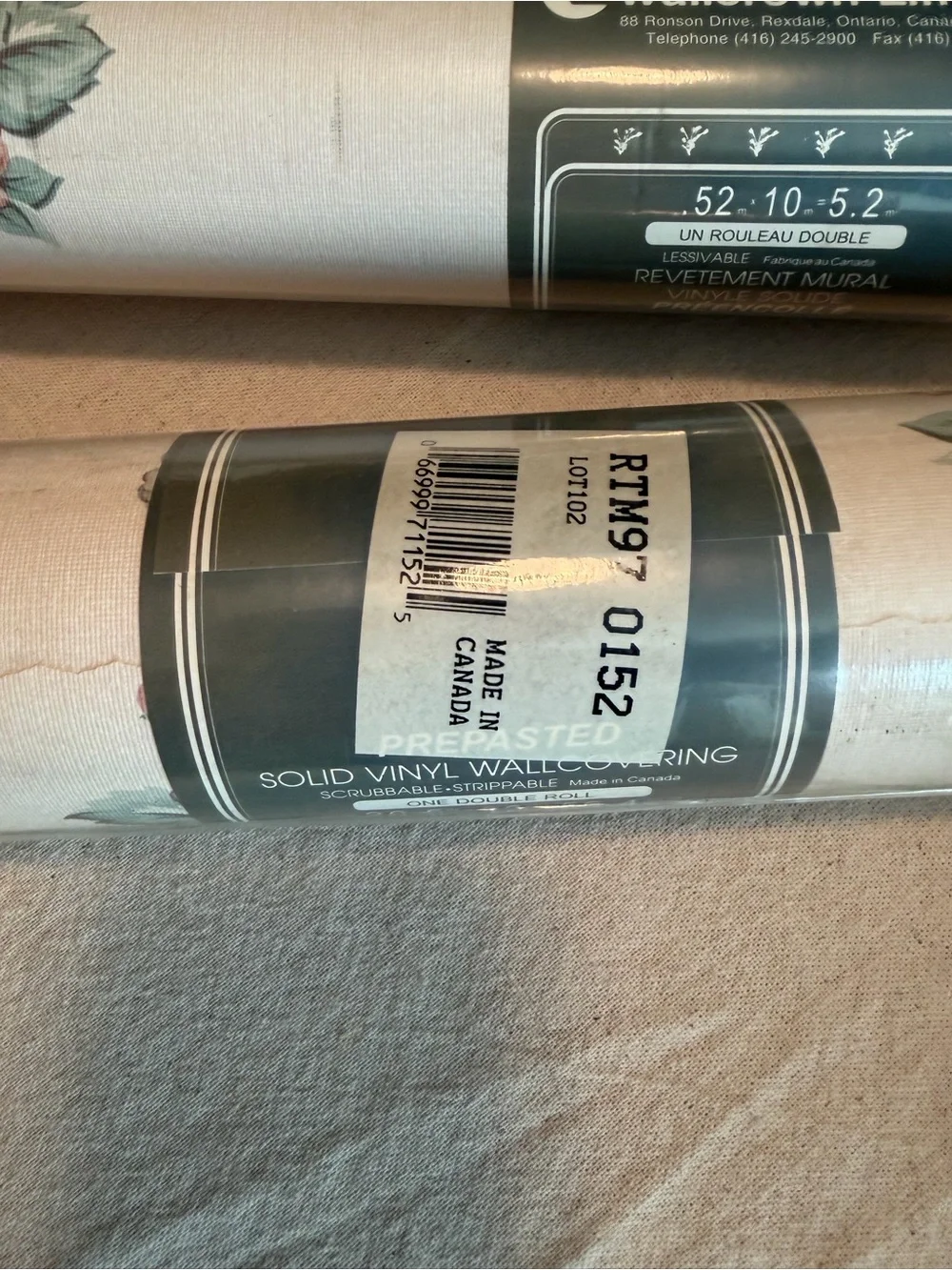 Vintage NOS 4 Rolls Textured Wallpaper Cabbage Rose Cream Shabby Cottage Country